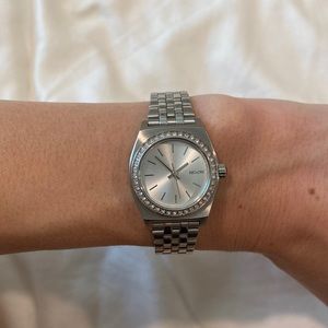 Stainless steel small time teller with crystals Nixon watch
